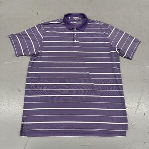 Peter Millar Polo Shirt Mens 2XL Purple Stripe Summer Comfort Golf Performance
